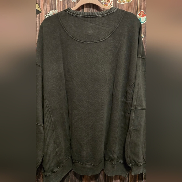 Aerie Black Oversized Boho Crew Sweatshirt - Picture 4 of 7